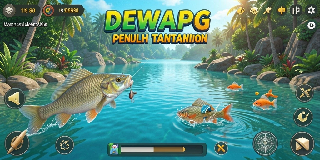 Tampilan gameplay DEWAPG yang menarik dan mendebarkan saat memancing.