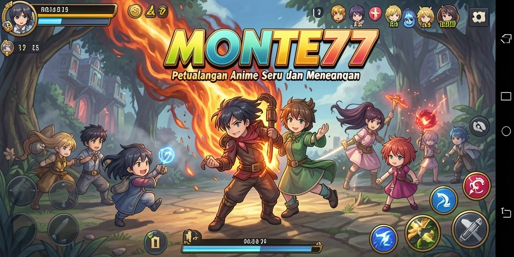 Gameplay seru dari MONTE77 yang menampilkan karakter anime ikonik.