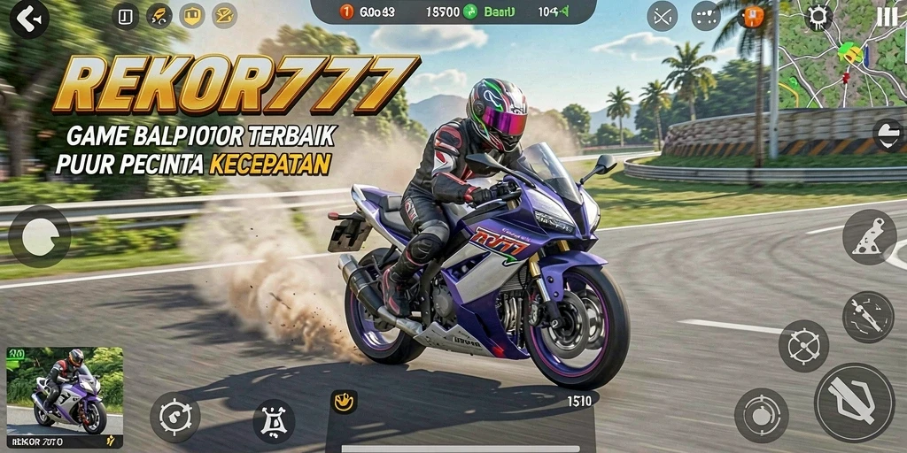 Screenshot gameplay yang menunjukkan aksi balap motor yang mengesankan.