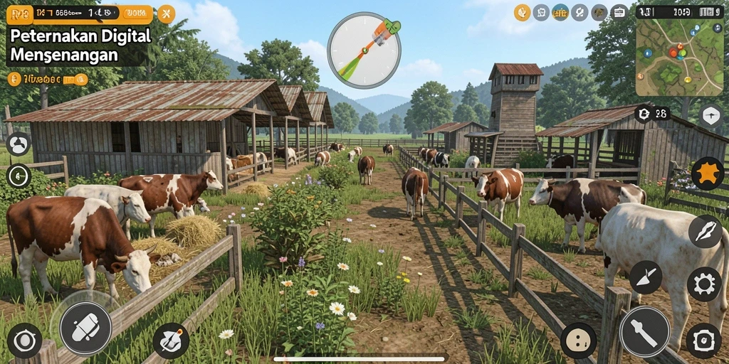 Gameplay Farming yang menarik dan penuh warna.