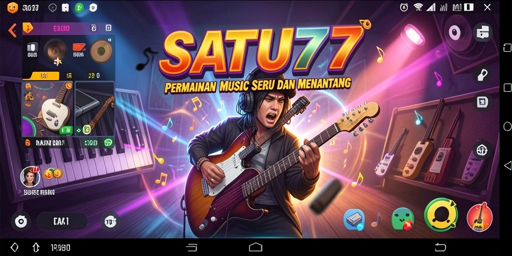 Screenshot utama SATU77 menunjukkan pengalaman bermain musik yang seru.