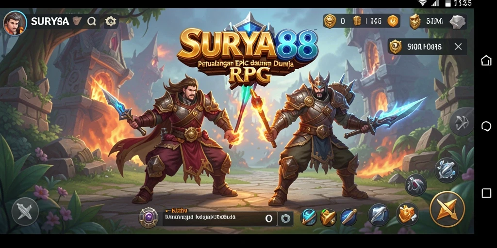 Tampilan gameplay SURYA88 dengan pertempuran mendebarkan dan eksplorasi dunia RPG.