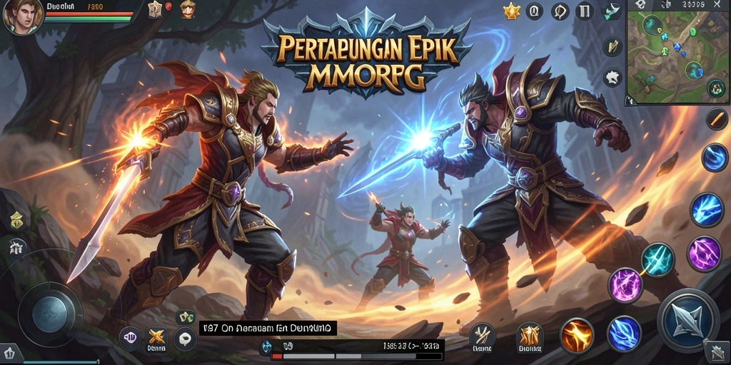 Tangkapan layar V87 menampilkan aksi seru dalam dunia MMORPG yang megah.
