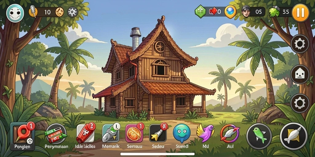 Screenshot utama V98 menampilkan gameplay santai dan seru dari game Idle.